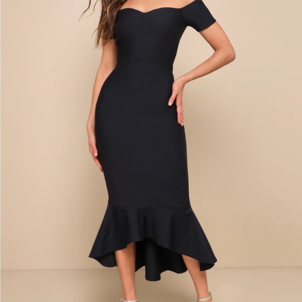 Lulu's Black High Low Off-Shoulder Dress
